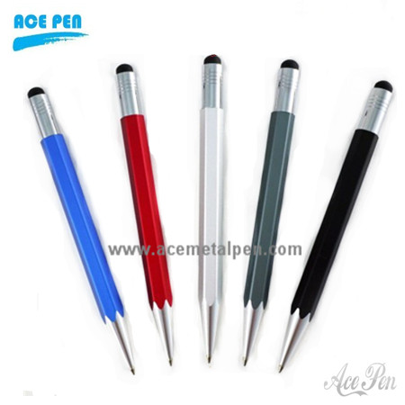 2-in-1 Hexagonal ballpoint touch stylus Pen