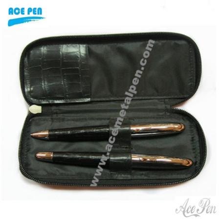 Genuine Leather Pen Set in leather pouch