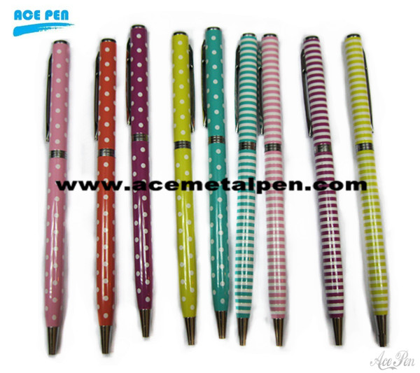 Popular and Elegant Stripe Twist metal ballpoint pens for promotion