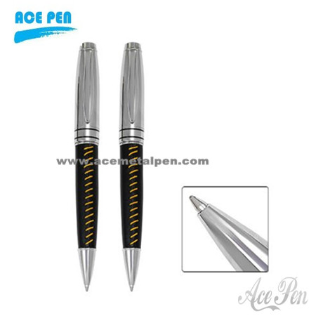 Twist Metal Ball Pen and leather wrapped tube