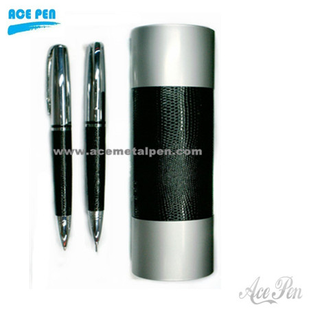PU leather pen set with ball pen and leather pouch