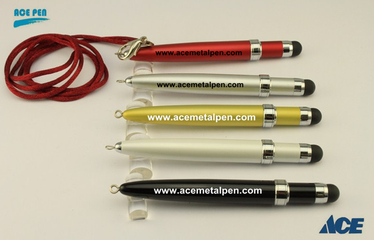 Hot Sale New design touch stylus pen with top rubber tip and drawing string for mobile phones
